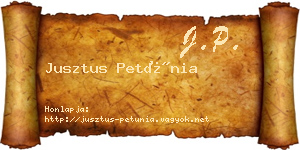 Jusztus Petúnia névjegykártya